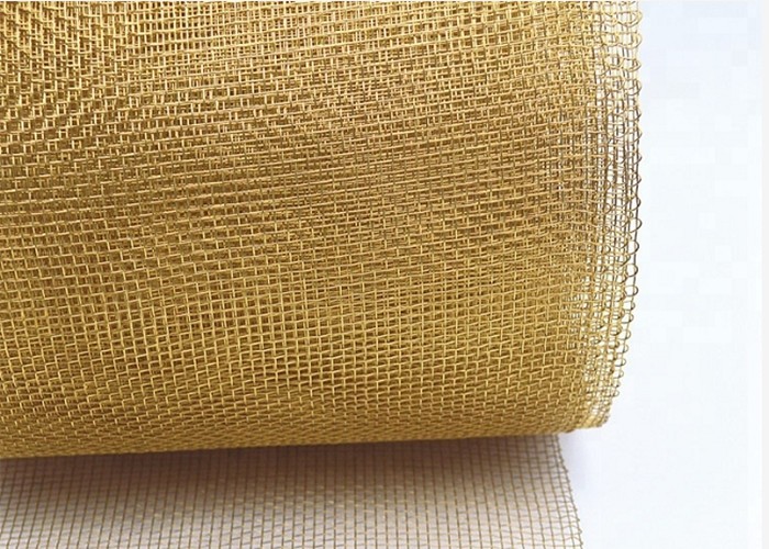Decorative Brass Wire Mesh SWG37 50X50 Mesh Golden / Yellow Color