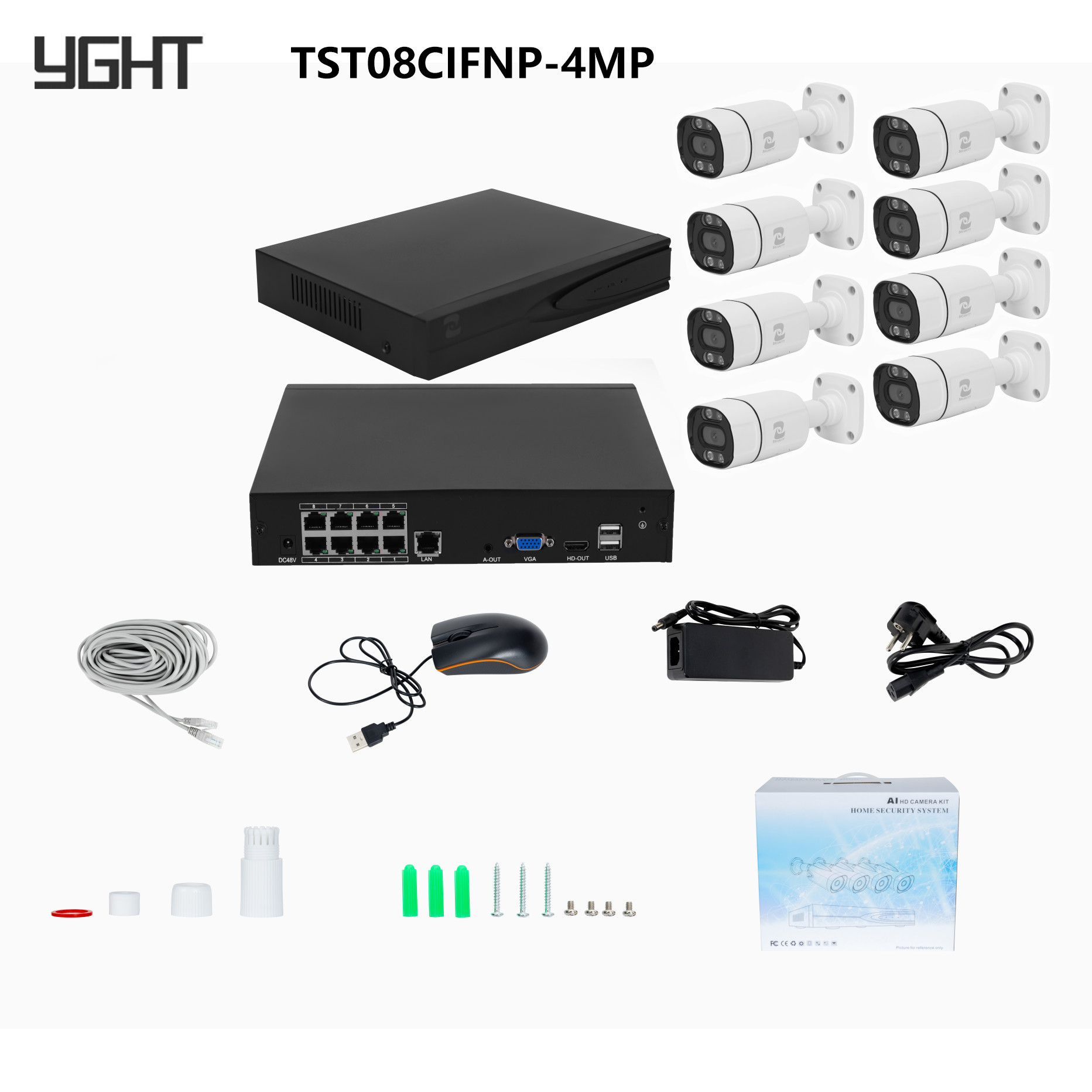 4MP 8 Channel Camera POE Security Camera Kit System Motion Detection ODM