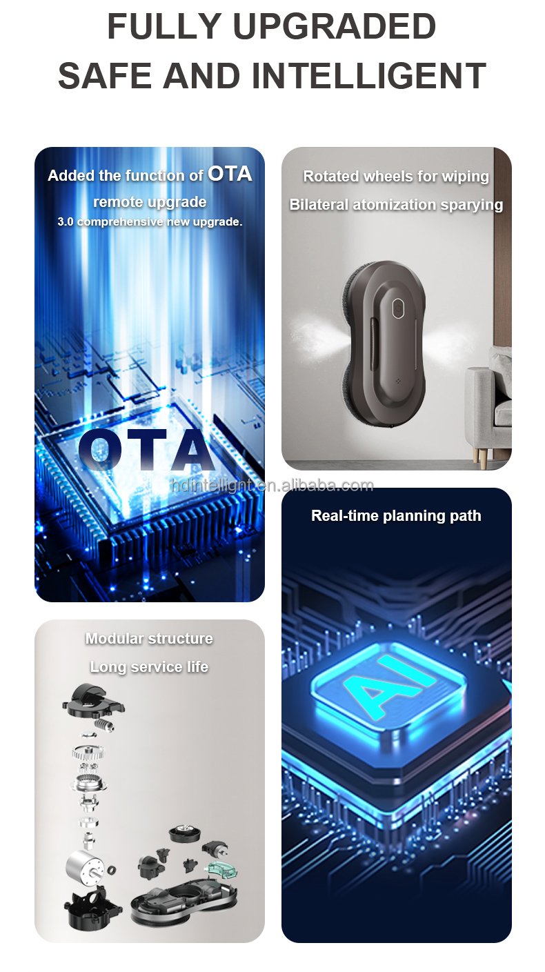 Smart Automatic Dual Nozzles Water Spray Glass Window Cleaner Robot for Home 295*145*78 mm