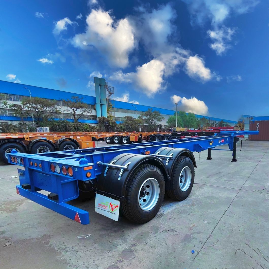 2 Axles ISO 35ton 40FT Intermodal Skeleton Trailer Skeletal Truck Semi Trailer Container Chassis for Tunnel Container Transit