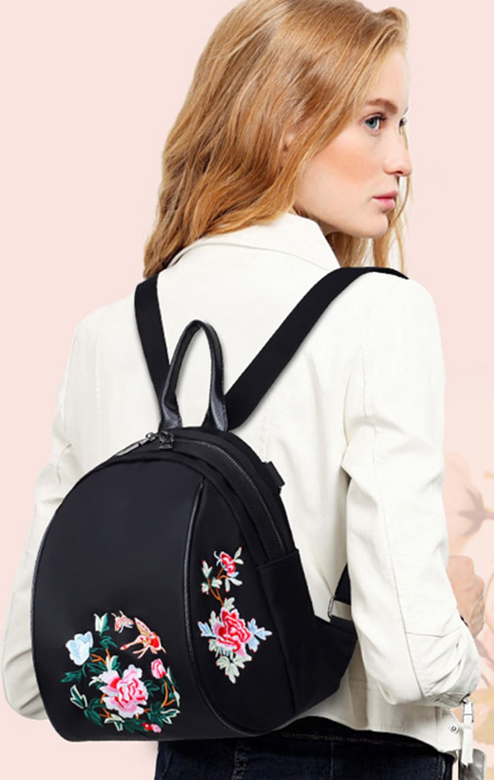 Nylon Embroidery Double Shoulder Bag Female Korean Version of The New Fashion Oxford Cloth Tourism