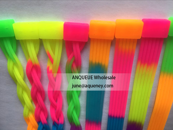 Cheap rainbow bracelet silicone wristbands, braid silicone wristband