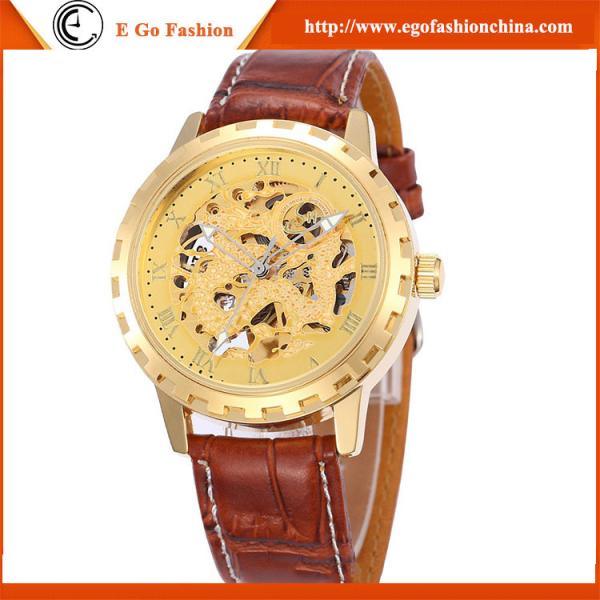 SH06 SHENHUA Luxury Leather Automatic Mechanical Skeleton Men Sport Wrist Watch