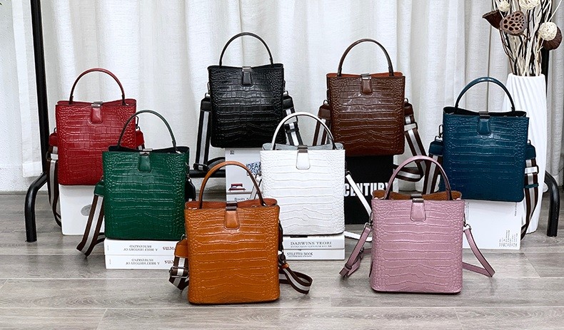 Tote Handbag Bag Women's Real Leather Corcodile Grain Big Capacity Handbag