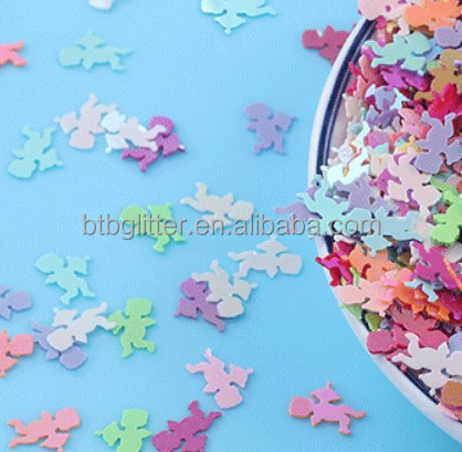 1 Color Printing Sequin Flowers Shaped Glitter Mixed Color with Butterfly Clover Fish Dog Pow Playboy Glitter Shapes Sequins