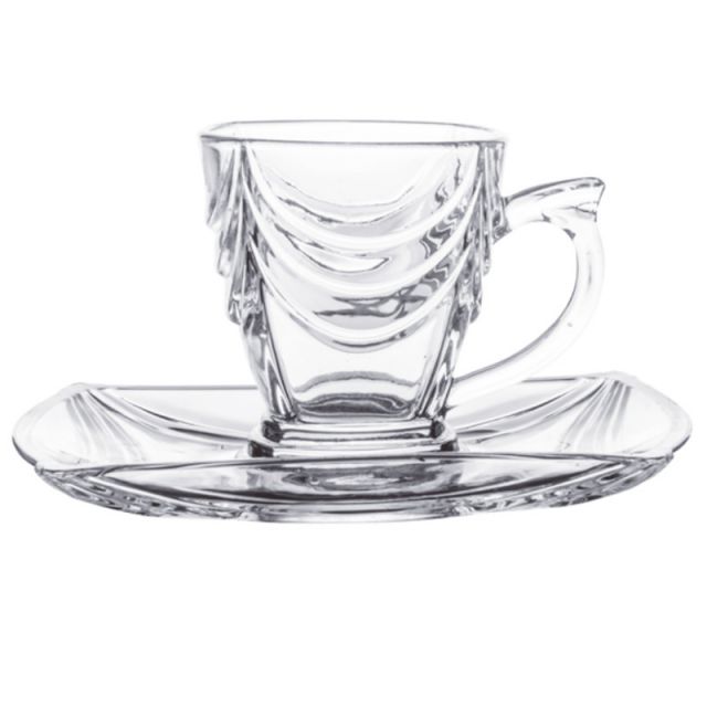 220ml Classic Pattern Clear Transparent Coffee Mug Tea Glass