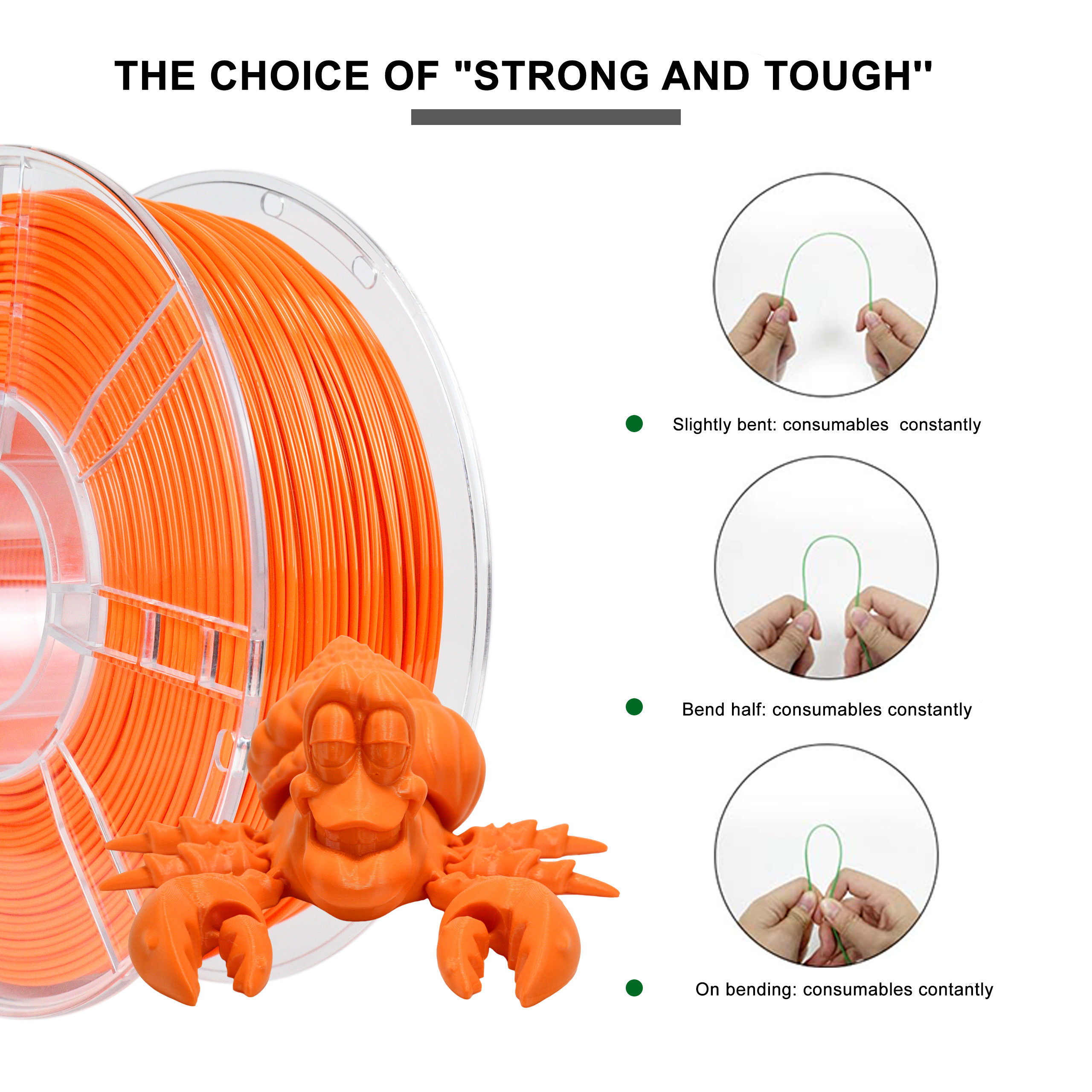 3D Printing Filament Orange PETG Filament 1.75mm 1kg FDM Forming Technology