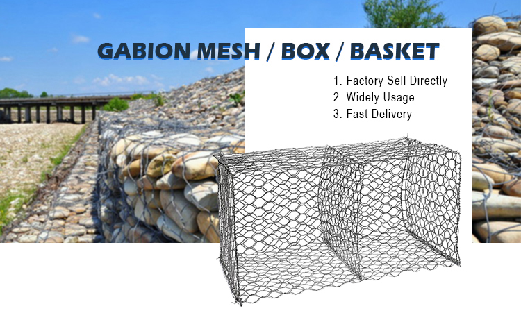 80 X 100 Mm Crimped Gabion Fence System / Woven Gabion Baskets