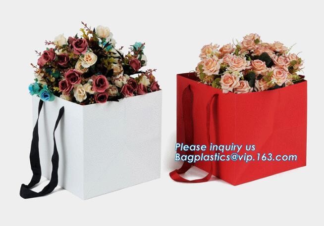 Customized Red Printed Kraft Paper Shopping Bag with Ribbon Handles and Bowknot,Kraft Paper Shopping Bag with Kinds off