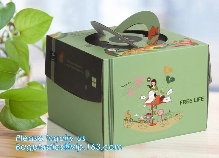 Wholesale custom Paper Cookies packing Cake Box with PVC window,Wholesale Plastic Square Birthday Wedding Packaging Clea