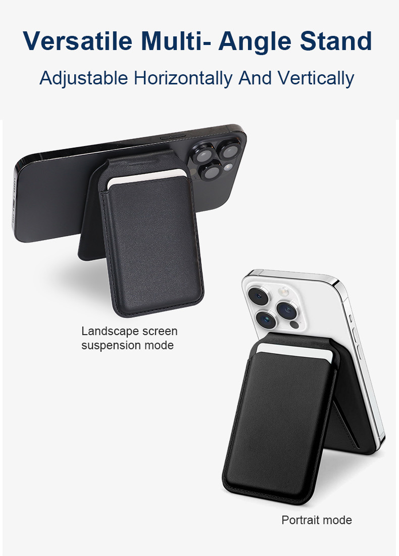 PU Leather MagSafe Wallet Stand Customizable With Embossed Or UV Print Logo