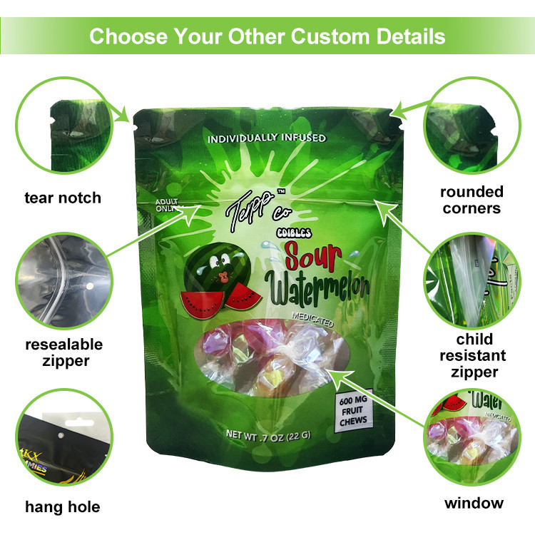 Custom Zipper Resealable Aluminum Foil Mylar Bag Plastic Packaging Bag With Window