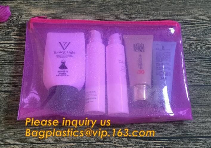 Plastic Bag OEM Custom PVC Loop Handle Image Printed Plastic Shopping Bag,Promotional Clear Waterproof Plastic Cosmetic