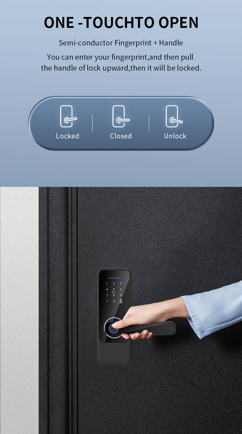 Alkaline Battery Electric Door Lock Fingerprint Aluminum Alloy Smart Locks For Home
