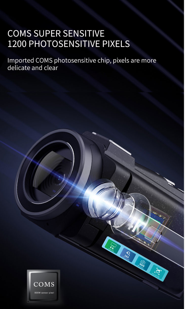 4k 30fps Waterproof Handheld Camcorder 48M EIS Handy HD Mini DV Camera