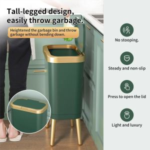 13 Gallon Indoor Trash Can 15L Induction Plastic Kitchen Garbage Cans