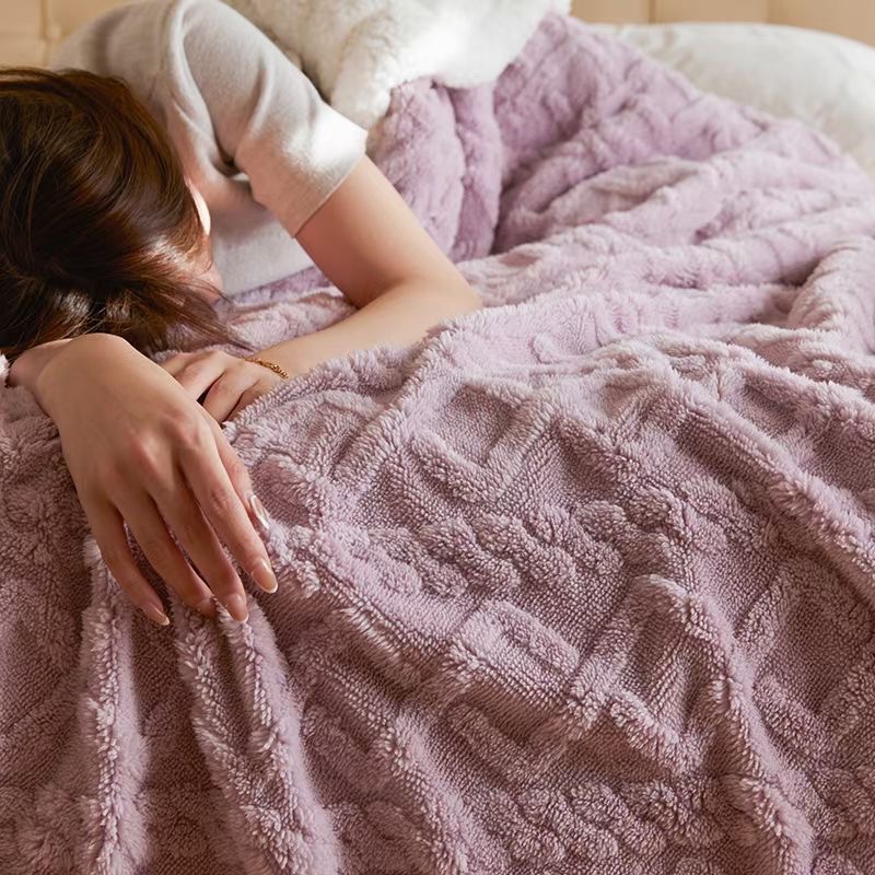 Blanket Solid Color Super Soft Thick Flannel Sherpa Fleece Blanket for Your Customer