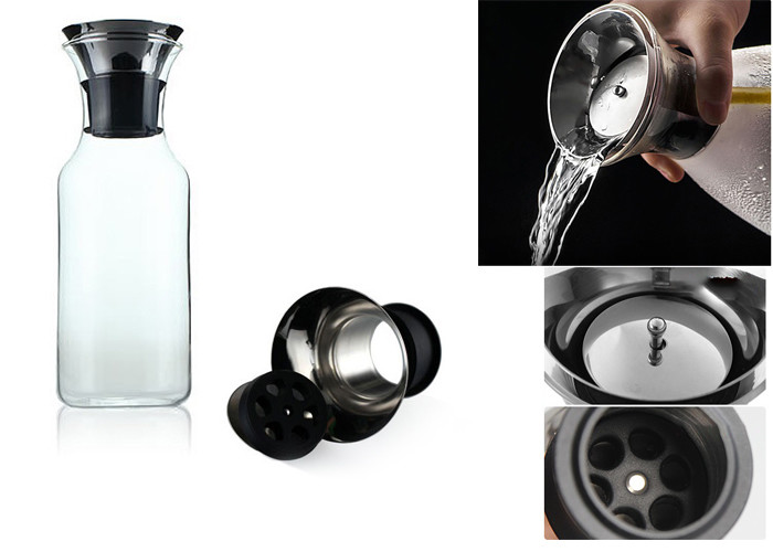 1000ml Clear Glass Water Pitcher , Glass Iced Tea Pitcher With Lid