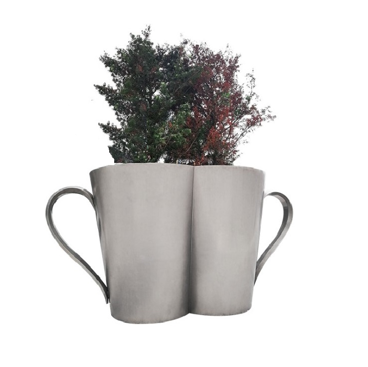 Novelty Cast Steel Square Cylinder Large Garden Planters Flower Pots