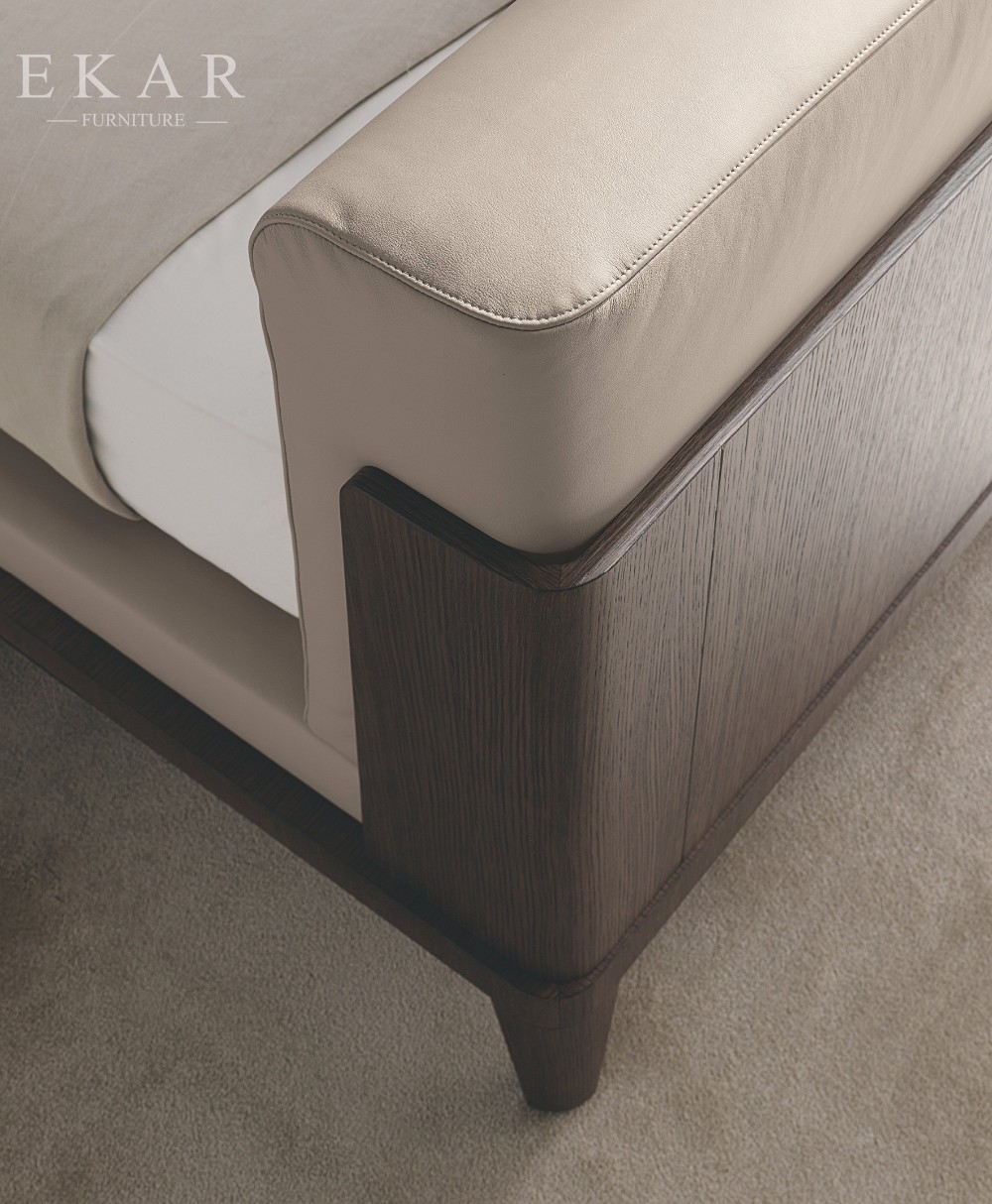 New Model Genuine Leather Simple Design Wooden Bed ZZ-BD011