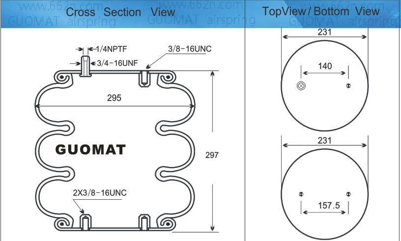 Airsustech Triple Convoluted Air Spring Replace for Fire Stone W01-358-8008