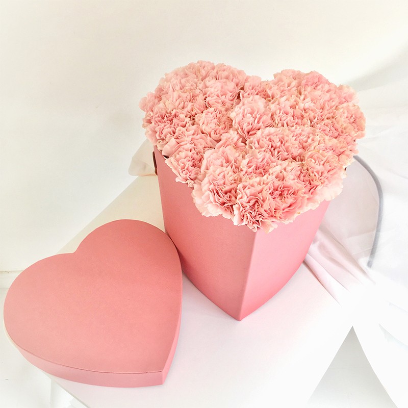 Luxury Pink Black Cardboard Paper Rose Packaging Heart Shape Tube Gift Box with Lid