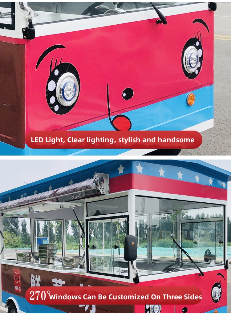 Outdoor Fast Food Carts Crepe Food Truck with Snack Mobile Kitchen Cooking Equipments