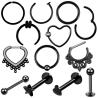Buy cheap Steel Black Seamless Hinged Nose Hoop Septum Clicker Piercings Heart Star Lip from wholesalers