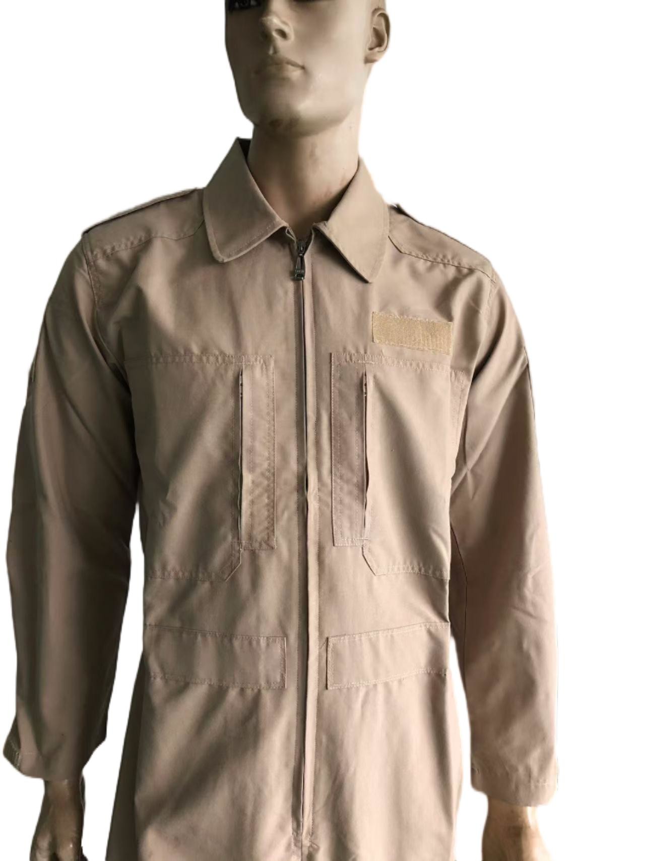 One Piece Khaki Military Uniform Clothing Ripstop Flame Retardant For Electric Power Industry