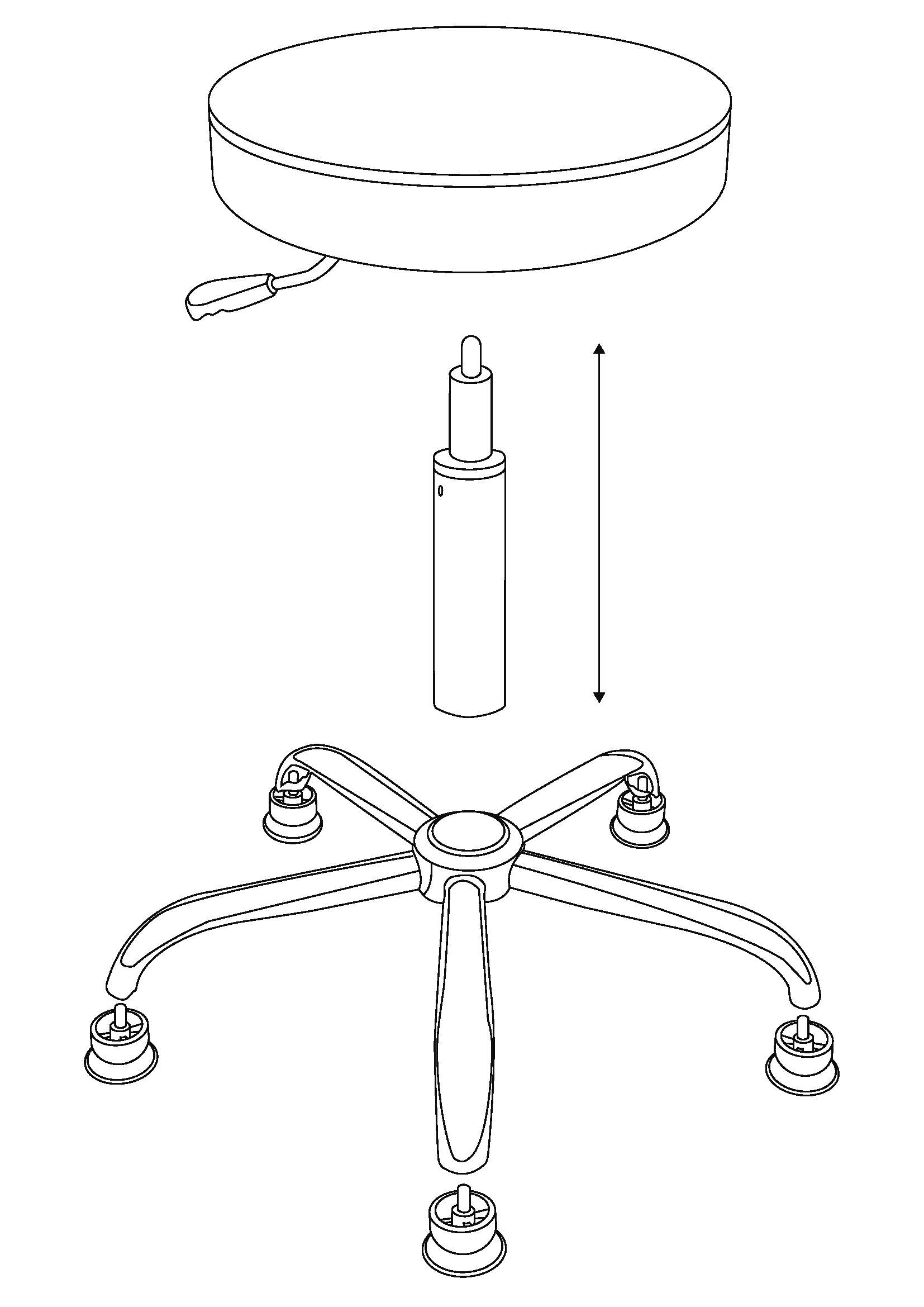 50mm Seat Thinckness Adjustable Cleanroom ESD Stool Chair