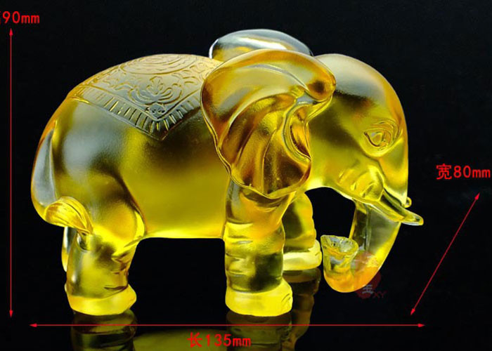Amber Colored Glaze Indoor Home Decoration Elephants Figurine Statue 135*80*115mm