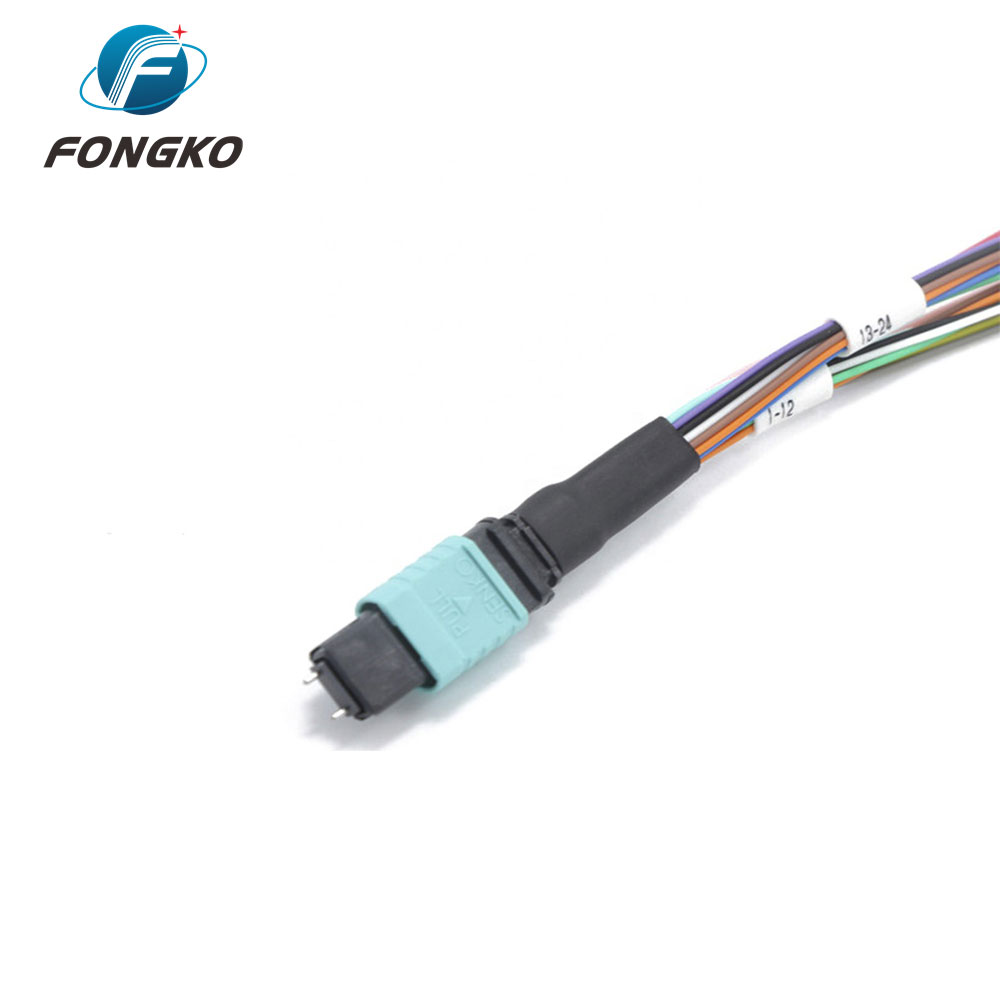 24F MTP To LC OM3 Breakout Pigtail Patch Cord Fanout Cable 0.35m