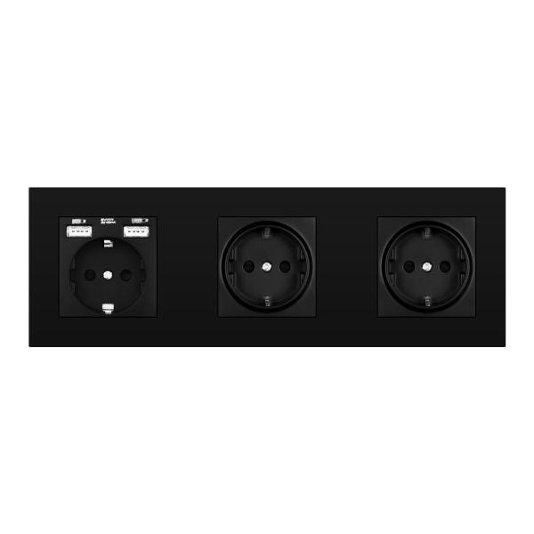 Wall 3 frame power socket eu grounded electrical plug,socket with usb PC panel