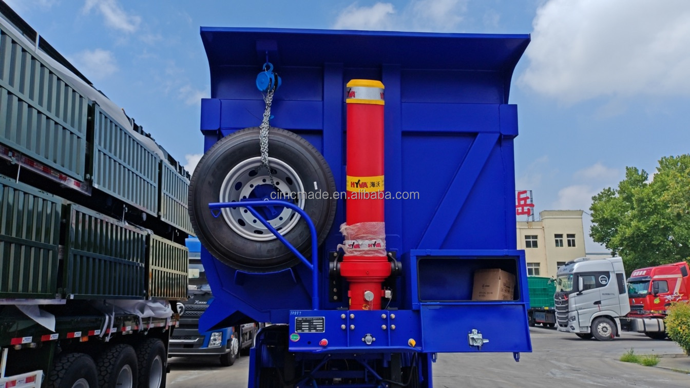CIMC pull more than 60 tons 3-axle front axle can be lifted back flip semi-trailer side tipper dump truck