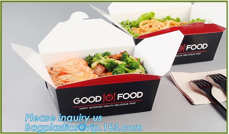 Cheap Cardboard foldable kraft paper lunch box with window,Lunch noodle fast food kraft paper box by customized logo pri