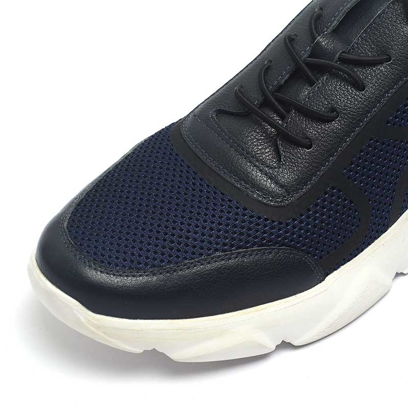 Breathable Navy Lace Up Anti Odor Mens Soft Leather Shoes