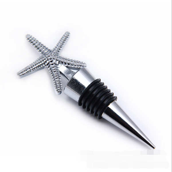 Die casting zinc alloy 3D marine sea star wine accessories chrome plated wine bottle stopper wedding favor logo engrave