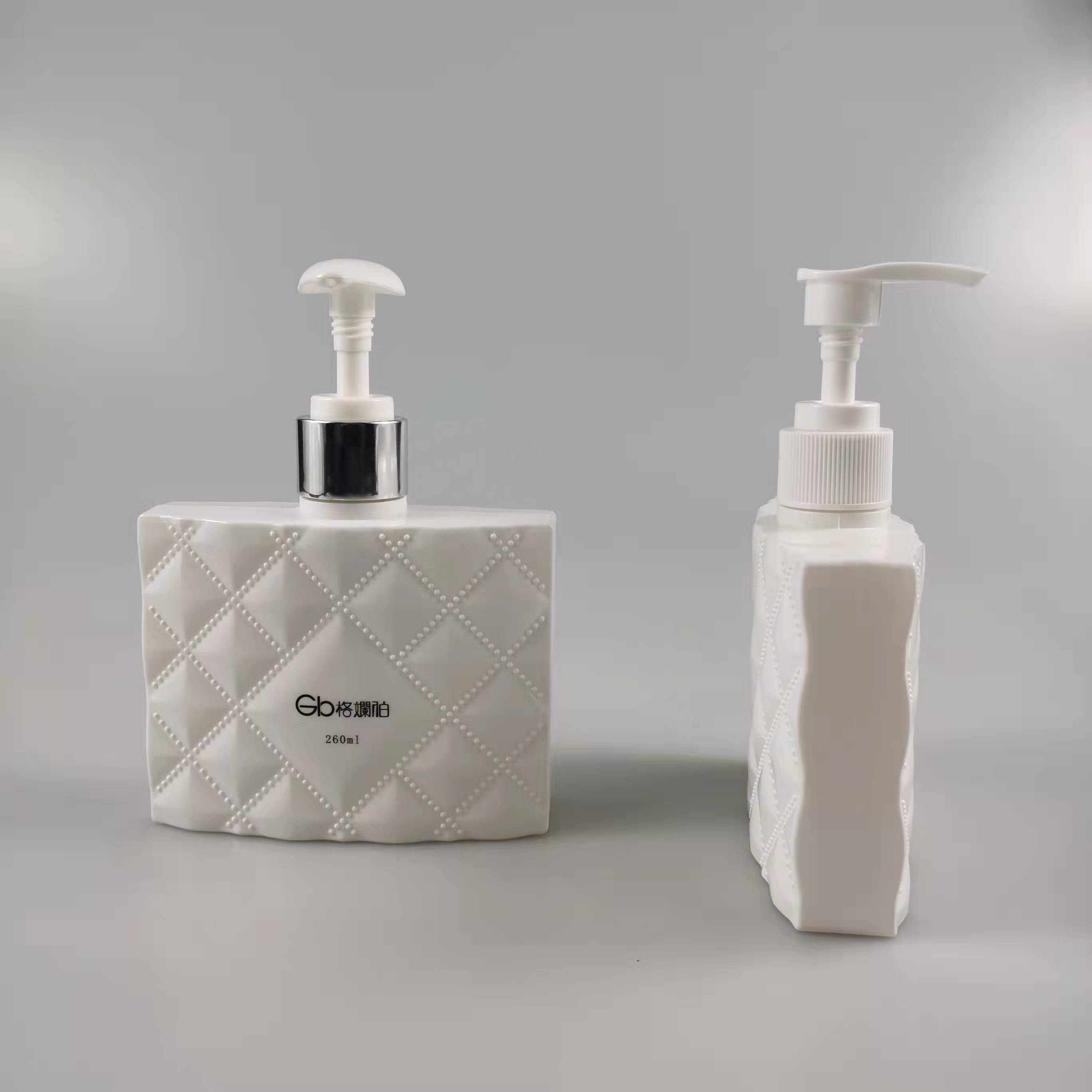 Square Plastic Shampoo Bottle for Lotion Personal Care Products 260ml Empty Packaging