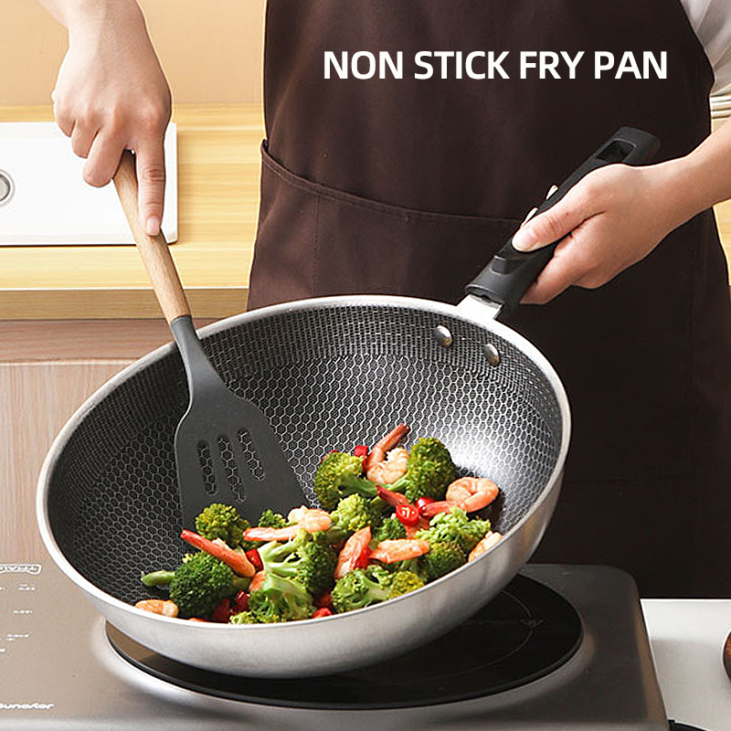 New Product Multifunction Flat Bottom Kitchen Cooking Ware Stainless Steel Non-Stick Frying Pan