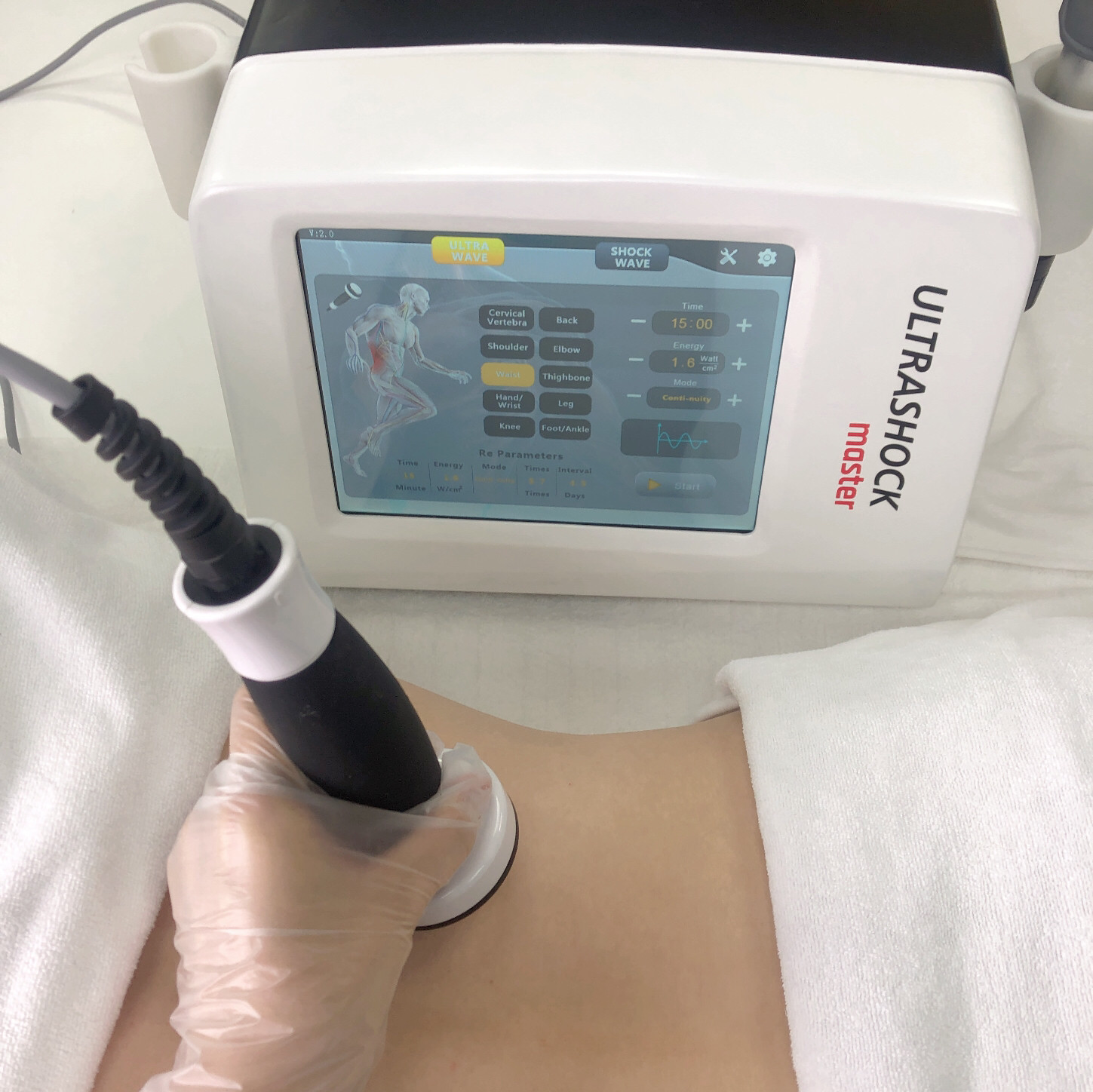 21Hz Shockwave Ultrasond Therapy Machine For Low Back Pain Relief
