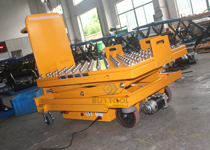 1020×610mm Mobile Lift Tables Mobile Scissor Lift Trolley With Balls 24VDC