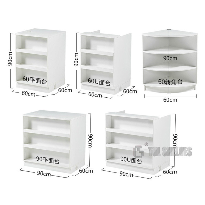 Metallic Wood Supermarket Checkout Counter OEM With Entry Door