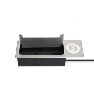 Desktop Cable Cubby Box / Wireless Charging Countertop Socket Brush Multimedia