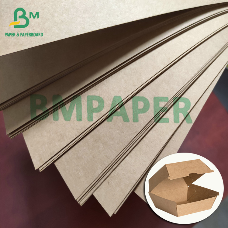 Take Out Boxes 300gsm Unbleached Kraft Brown Paper For Food Containers