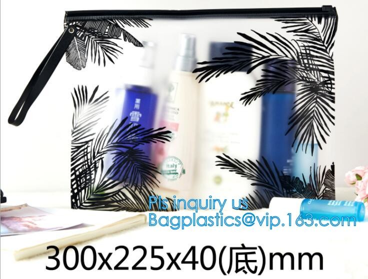slider LDPE A5 plastic document bag, Zipper slider clear custom undergarment packaging bag, Frosted PVC Swimwear Packing