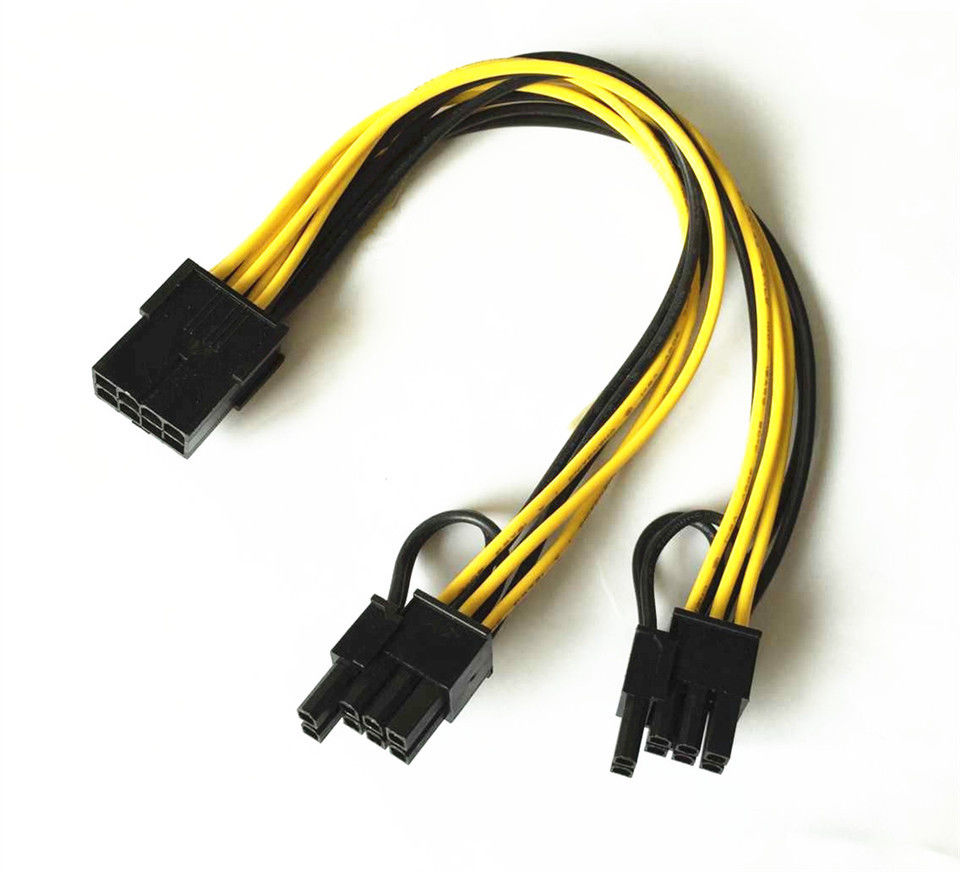 PCIe 8pin-2x(6+2pin) Male to Dual 8Pin 6+2pin Female Power Y cable