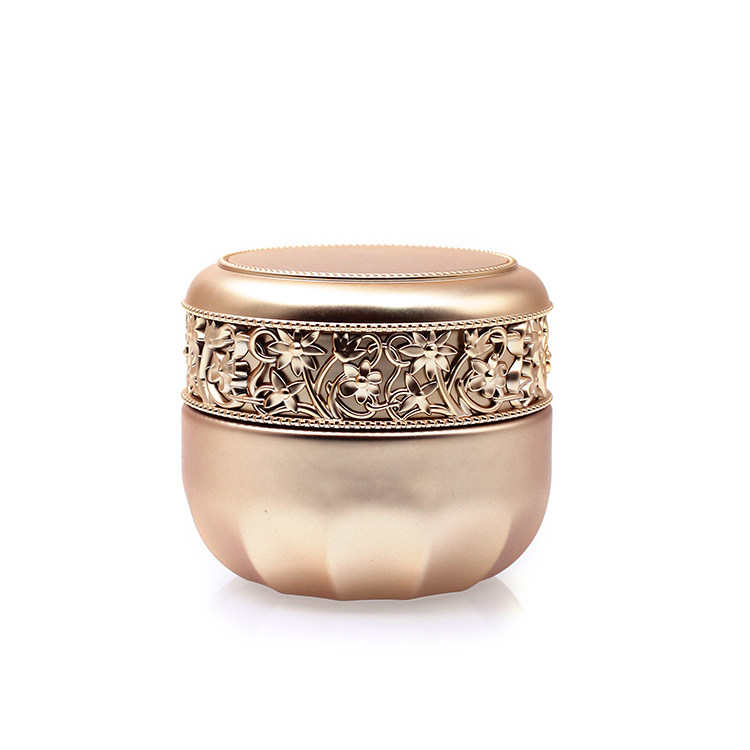 Round 30g 50g Glass Cosmetic Container Gold Stamping Embossment