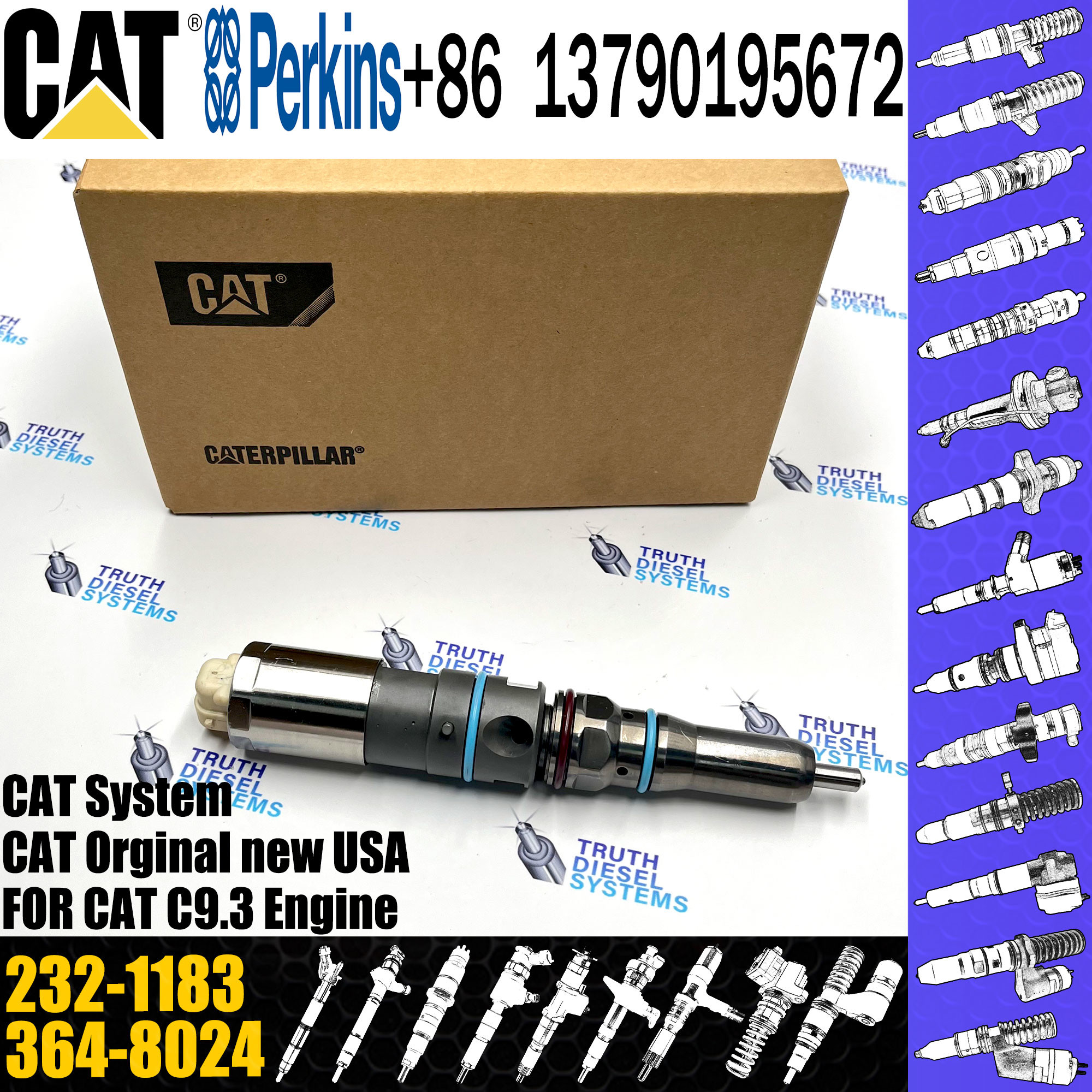 common rail diesel fuel injector 155-1819 324-5467 232-1183 364-8024 for CAT C9.3 Excavator engine