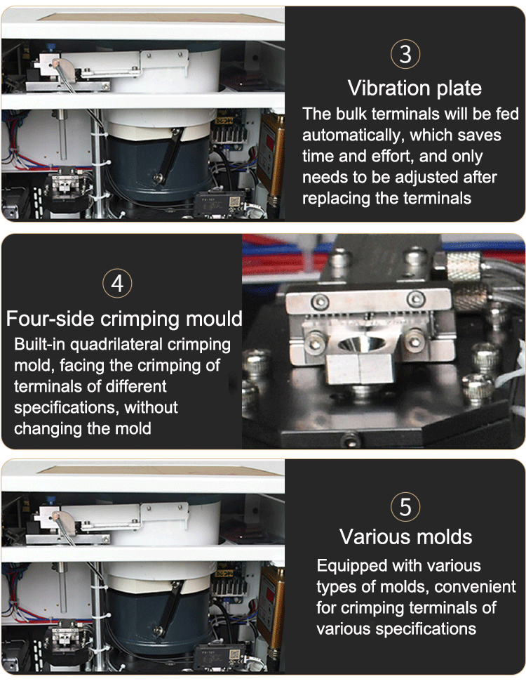 Speed Crimping Loose Insulated Tube Terminal Crimp Machine with Four Edge Crimping