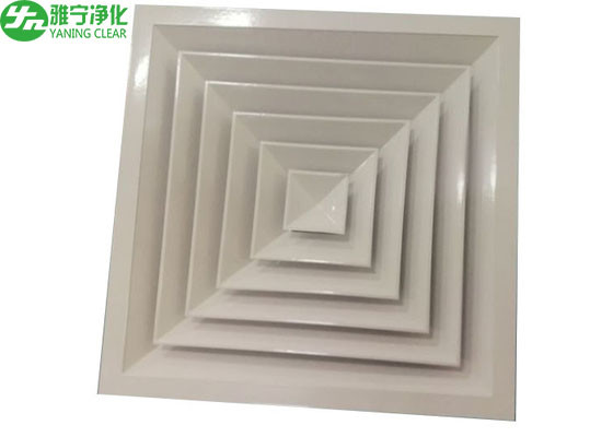 Air Pipe Inlet Square White Aluminium Grille Directional Air Diffuser For Cleanroom